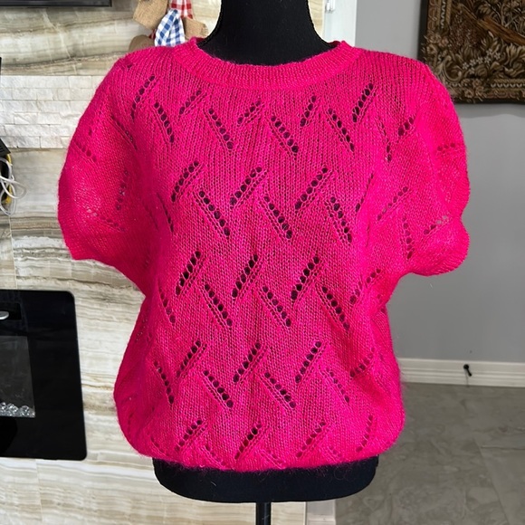 Renee Tener for Jeanne Pierre  Vintage 80s Hot Pink  Sweater size L‎ (346) - Picture 1 of 7